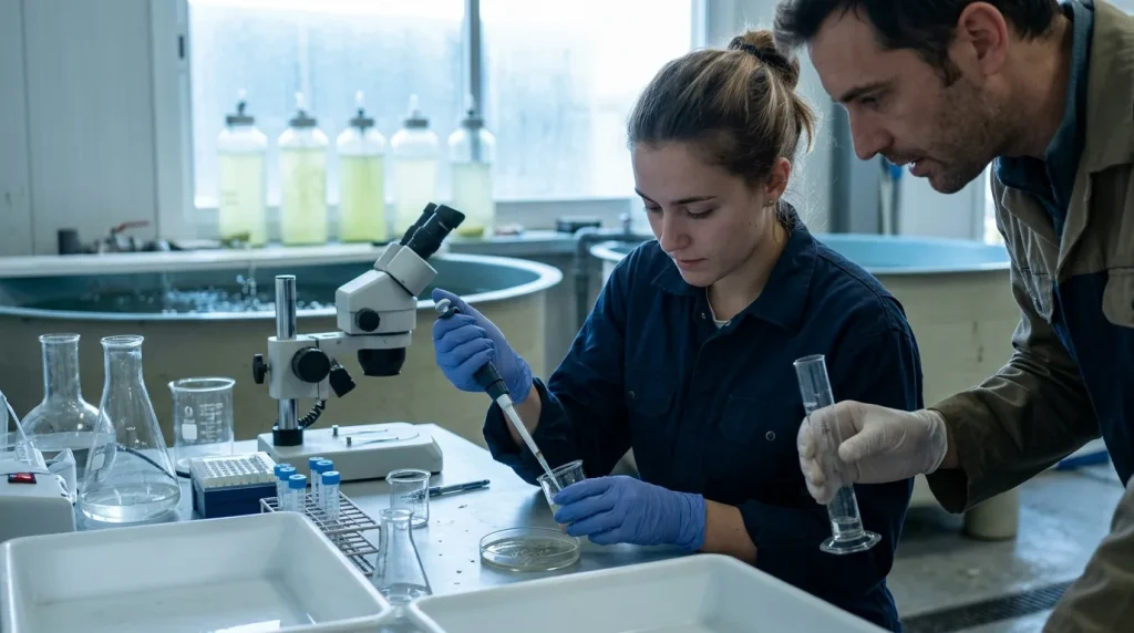 Actividades de cultivo de plancton y cría de especies acuícolas