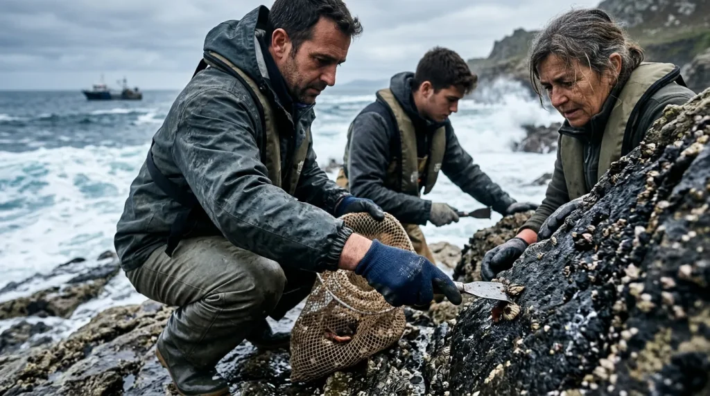 Actividades de extracción y recogida de crustáceos adheridos a las rocas