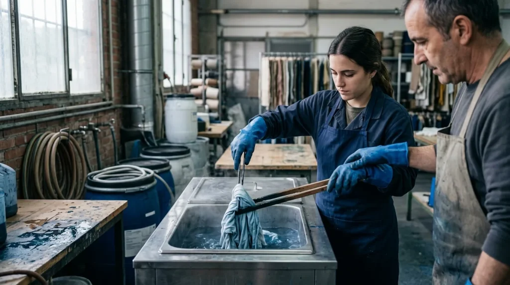 Blanqueo y tintura de materias textiles