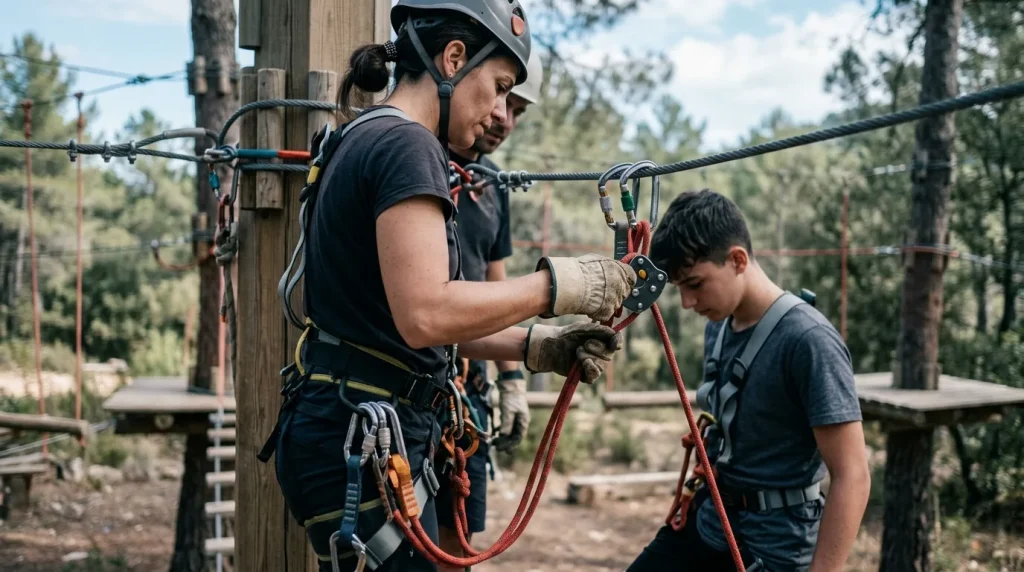 Dinamización de actividades recreativas en parques de aventuras en altura