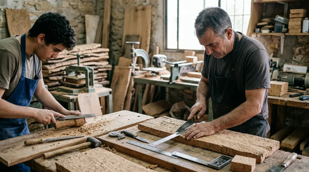 Fabricación de objetos de corcho