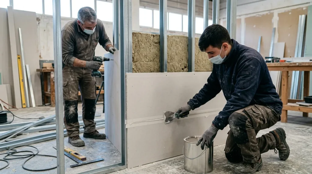 Instalación de placa de yeso laminado y falsos techos