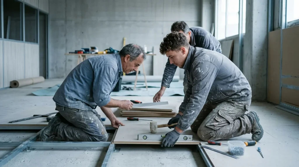 Instalación de sistemas técnicos de pavimentos, empanelados y mamparas