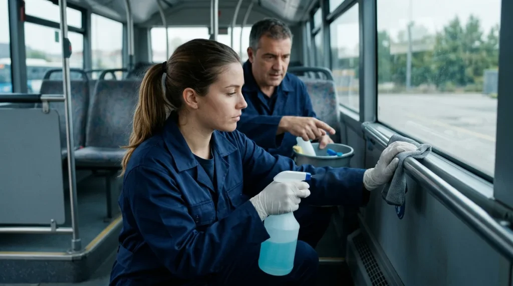 Limpieza y desinfección para el transporte público por carretera