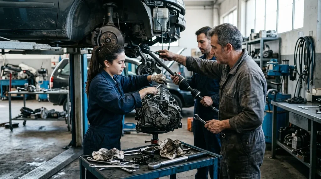 Mantenimiento de sistemas de transmisión de fuerza y trenes de rodaje de vehículos automóviles