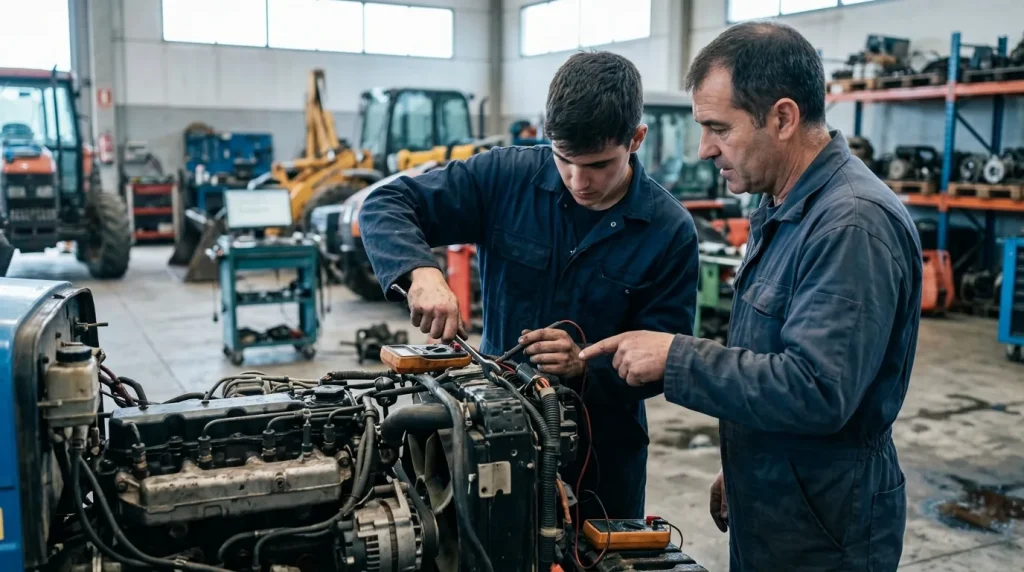 Mantenimiento del motor y de los sistemas eléctricos, de seguridad y confortabilidad de maquinaria agrícola, de industrias extractivas y de edificación y obra civil