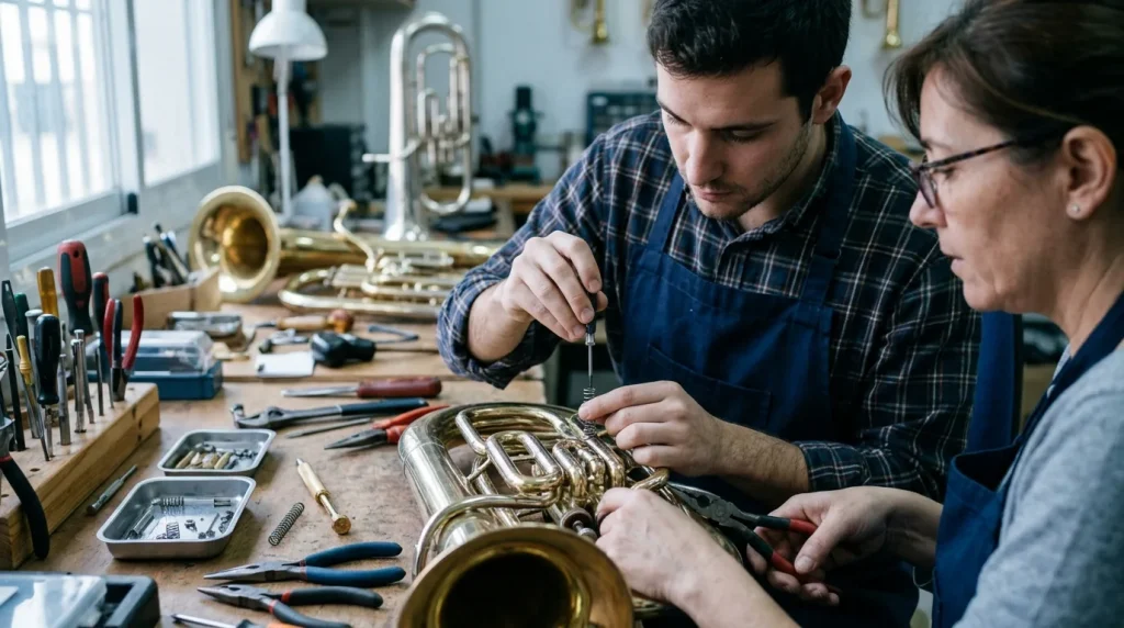 Mantenimiento y reparación de instrumentos de viento-metal