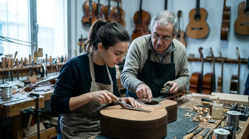 Mantenimiento y reparación de instrumentos musicales de cuerda