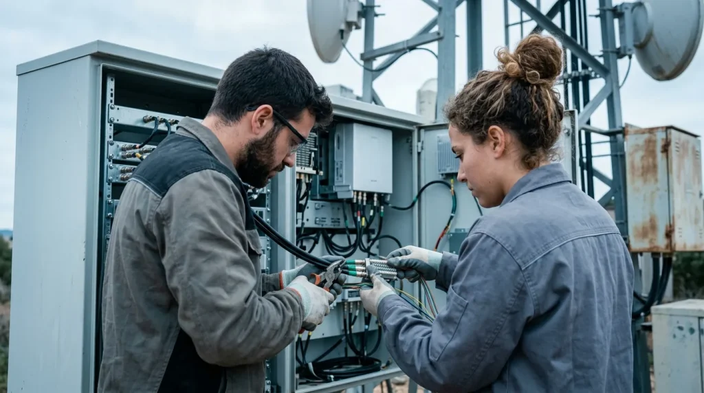 Montaje y mantenimiento de equipamiento de red y estaciones base de telefonía