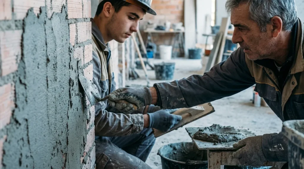 Operaciones auxiliares de revestimientos continuos en construcción