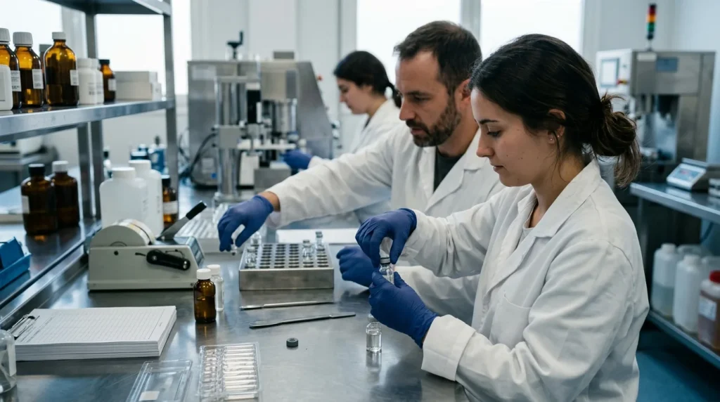 Operaciones de acondicionado de productos farmacéuticos y afines