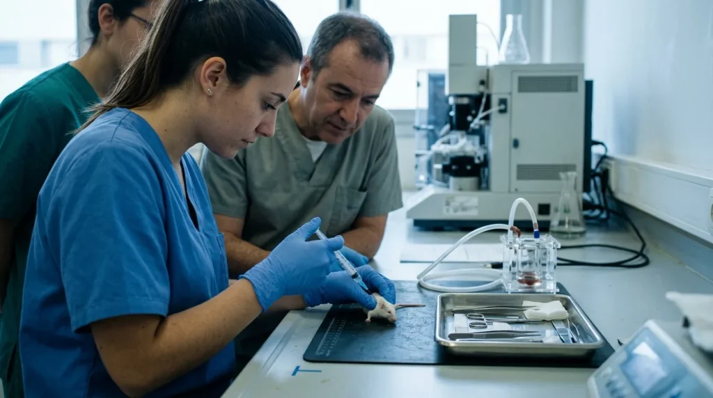 Realización de procedimientos experimentales con animales para investigación y otros fines científicos