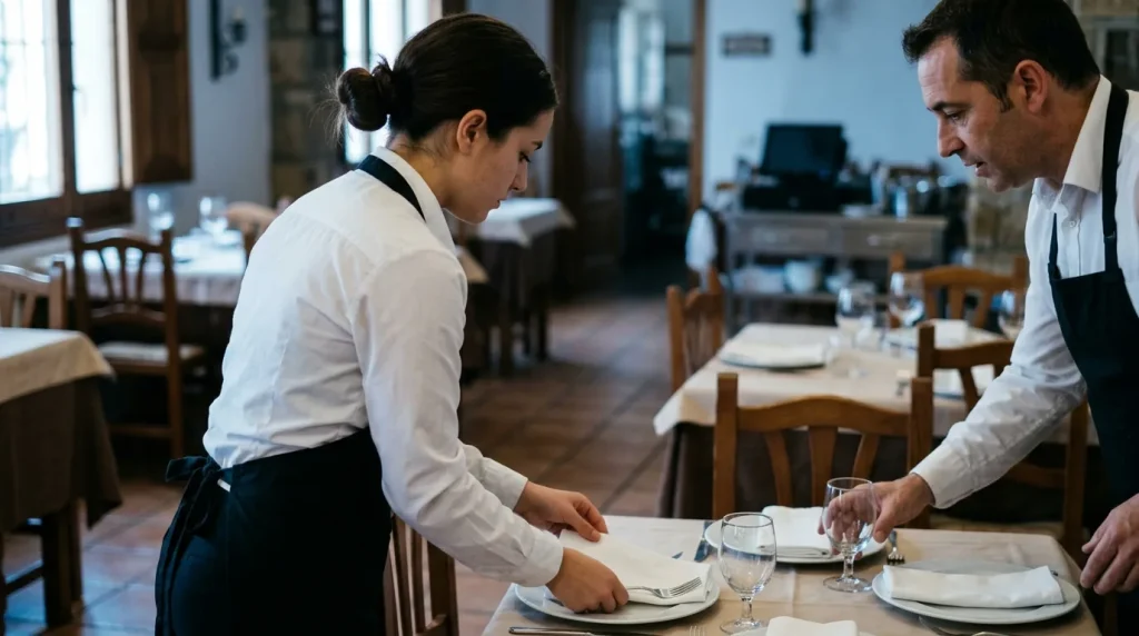 Servicios básicos de sala en restauración